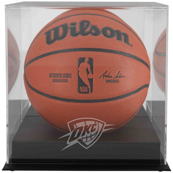 Oklahoma City Thunder Fanatics Authentic Black Base Team Logo Basketball Display Case with Mirrored Back