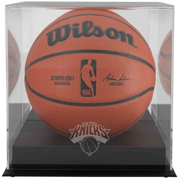 New York Knicks Fanatics Authentic Black Base Team Logo Basketball Display Case with Mirrored Back