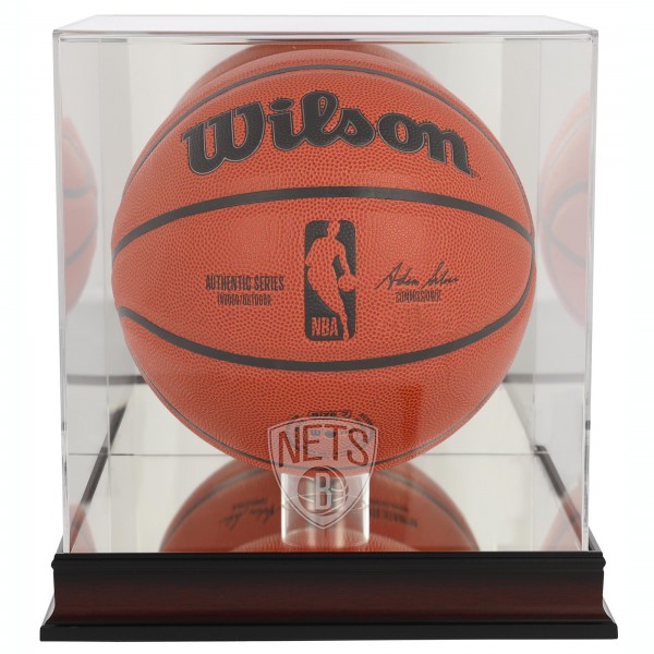 Brooklyn Nets Fanatics Authentic NBA Mahogany Logo Basketball Display Case with Mirror Back
