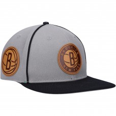 Бейсболка Brooklyn Nets Pro Standard Heritage Leather Patch - Gray/Black