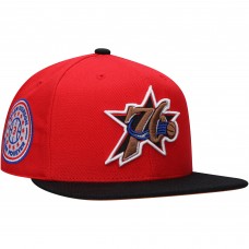Allen Iverson Philadelphia 76ers Mitchell & Ness Hardwood Classics Team Side Fitted Hat - Red/Black