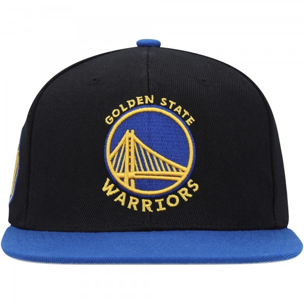 Golden State Warriors Mitchell & Ness Black/Royal Side Core 2.0 Snapback Hat