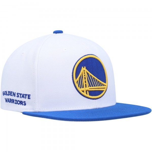 Golden State Warriors Mitchell & Ness White/Royal Side Core 2.0 Snapback Hat