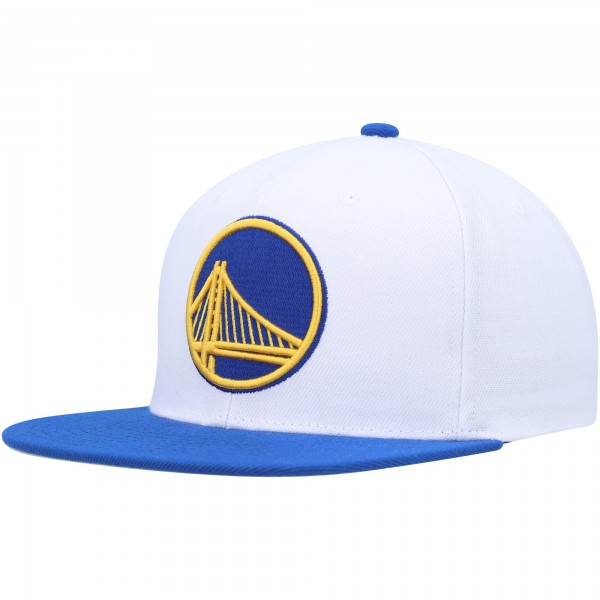 Golden State Warriors Mitchell & Ness White/Royal Side Core 2.0 Snapback Hat