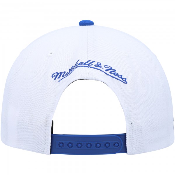 Golden State Warriors Mitchell & Ness White/Royal Side Core 2.0 Snapback Hat