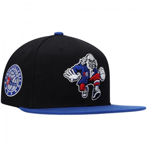 Бейсболка Philadelphia 76ers Mitchell & Ness Side Core 2.0 - Black/Royal