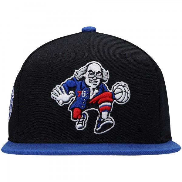 Бейсболка Philadelphia 76ers Mitchell & Ness Side Core 2.0 - Black/Royal