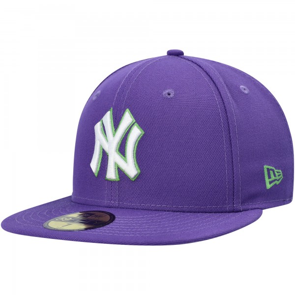 Бейсболка New York Yankees New Era Lime Side Patch 59FIFTY - Purple