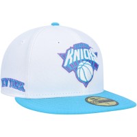Бейсболка New York Knicks New Era Vice Blue Side Patch 59FIFTY - White