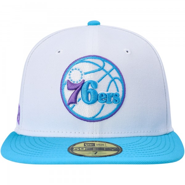 Бейсболка Philadelphia 76ers New Era Vice Blue Side Patch 59FIFTY - White