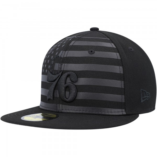 Бейсболка Philadelphia 76ers New Era Black on Black Tonal Flag 59FIFTY