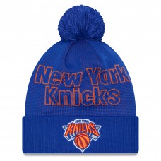 New York Knicks New Era 2023 NBA Draft Cuffed Knit Hat with Pom - Blue
