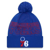 Шапка с помпоном Philadelphia 76ers New Era 2023 NBA Draft Cuffed Knit - Royal