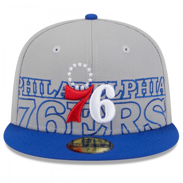 Бейсболка Philadelphia 76ers New Era Gray/Royal 2023 NBA Draft Two-Tone 59FIFTY