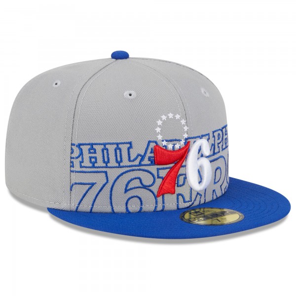 Бейсболка Philadelphia 76ers New Era Gray/Royal 2023 NBA Draft Two-Tone 59FIFTY