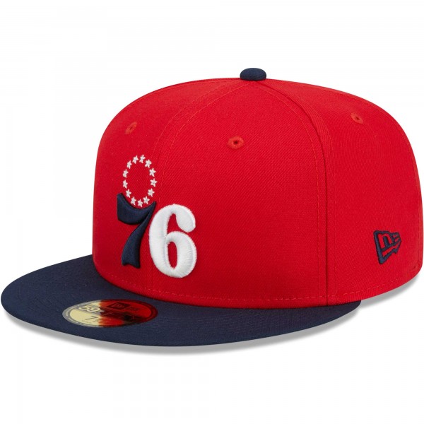 Бейсболка Philadelphia 76ers New Era 59FIFTY - Red/Navy