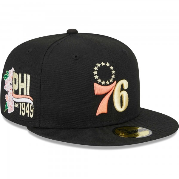 Бейсболка Philadelphia 76ers New Era Floral Side 59FIFTY - Black