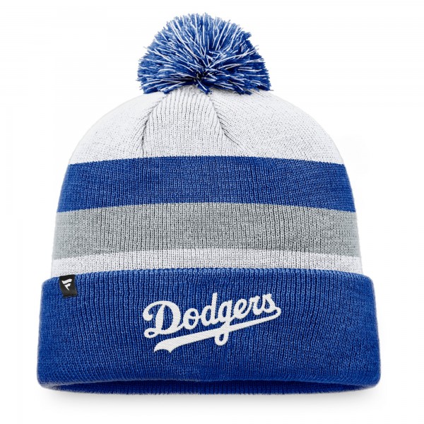 Шапка с помпоном Los Angeles Dodgers Stripe Cuffed Knit - Royal
