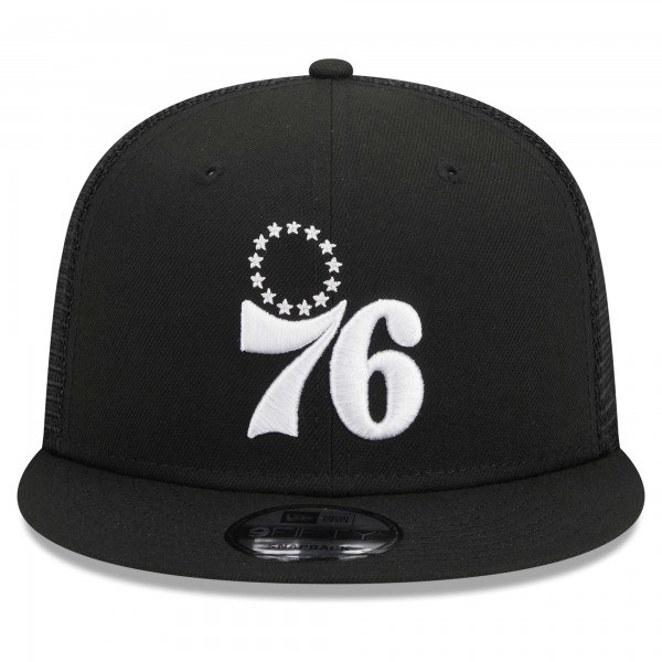 Бейсболка Philadelphia 76ers New Era Evergreen 9FIFTY Trucker - Black