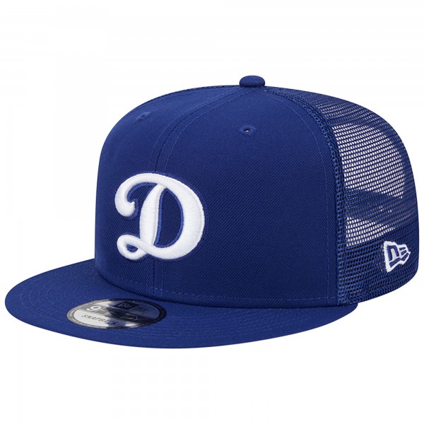 Бейсболка Los Angeles Dodgers New Era Royal D Logo Team Color Trucker 9FIFTY Snapback