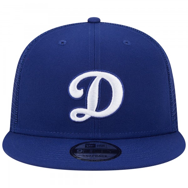 Бейсболка Los Angeles Dodgers New Era Royal D Logo Team Color Trucker 9FIFTY Snapback