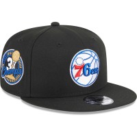 Бейсболка Philadelphia 76ers New Era 3-Time Champions Commemorative Side Patch 9FIFTY - Black