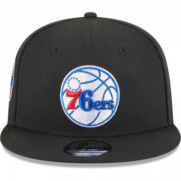 Бейсболка Philadelphia 76ers New Era 3-Time Champions Commemorative Side Patch 9FIFTY - Black