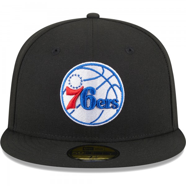 Бейсболка Philadelphia 76ers New Era 3-Time Champions Commemorative Side Patch 59FIFTY - Black