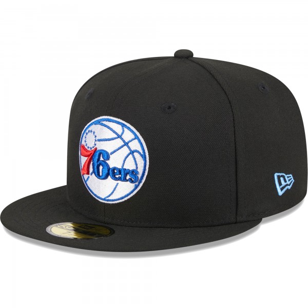 Бейсболка Philadelphia 76ers New Era 3-Time Champions Commemorative Side Patch 59FIFTY - Black
