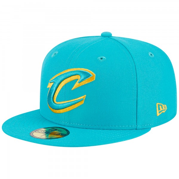 Бейсболка Cleveland Cavaliers New Era  Breeze Grilled Yellow Undervisor 59FIFTY - Turquoise