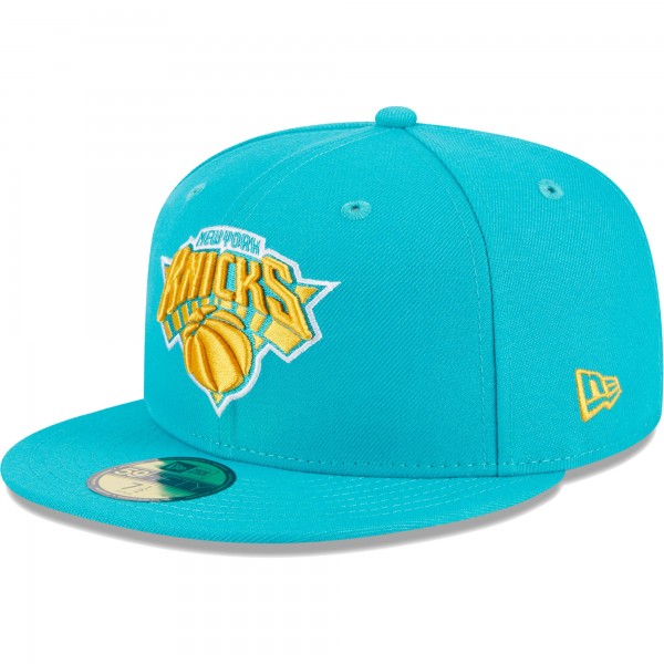Бейсболка New York Knicks New Era 2-Time Champions Breeze Grilled Yellow Undervisor 59FIFTY - Turquoise