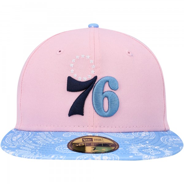 Бейсболка Philadelphia 76ers New Era Paisley Visor 59FIFTY - Pink/Light Blue