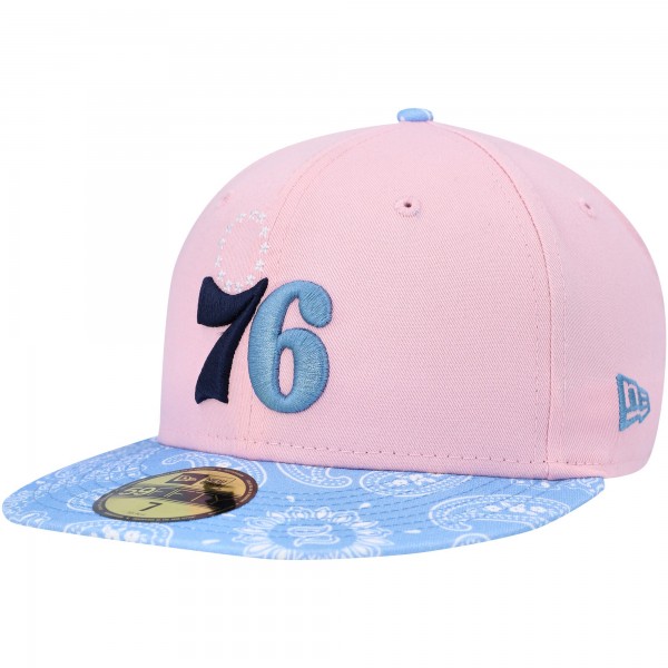 Бейсболка Philadelphia 76ers New Era Paisley Visor 59FIFTY - Pink/Light Blue