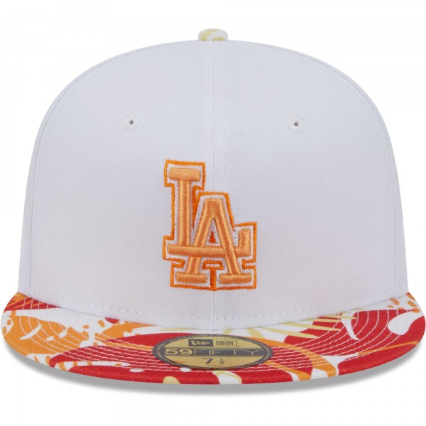 Бейсболка Los Angeles Dodgers New Era Flamingo 59FIFTY - White/Orange