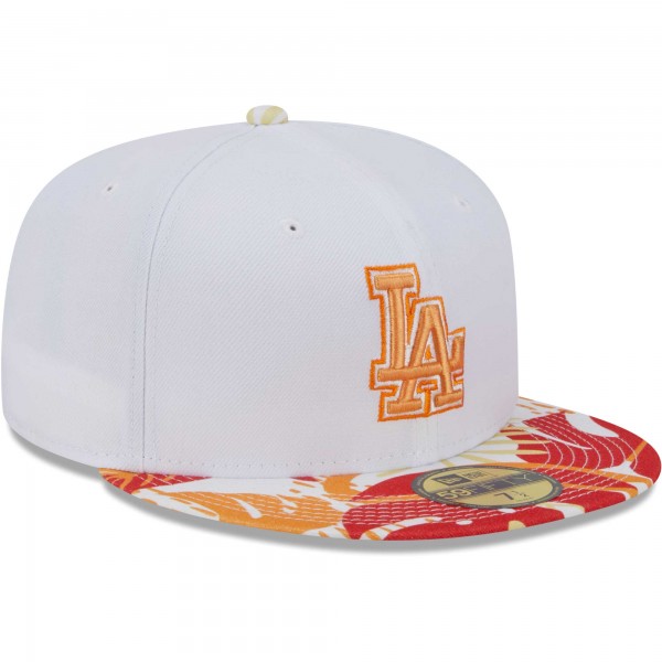 Бейсболка Los Angeles Dodgers New Era Flamingo 59FIFTY - White/Orange