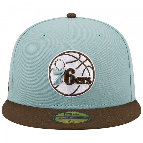 Бейсболка Philadelphia 76ers New Era Two-Tone 59FIFTY - Light Blue/Brown