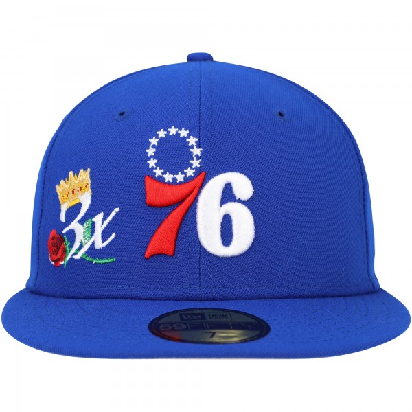Бейсболка Philadelphia 76ers New Era Crown Champs 59FIFTY - Royal