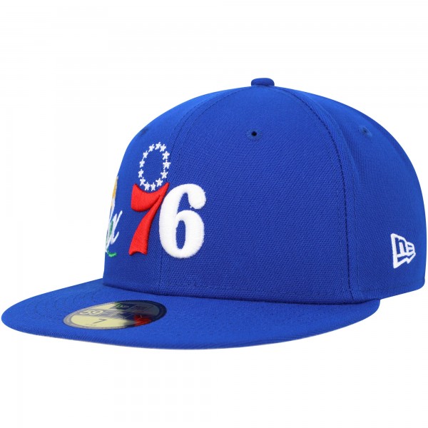 Бейсболка Philadelphia 76ers New Era Crown Champs 59FIFTY - Royal