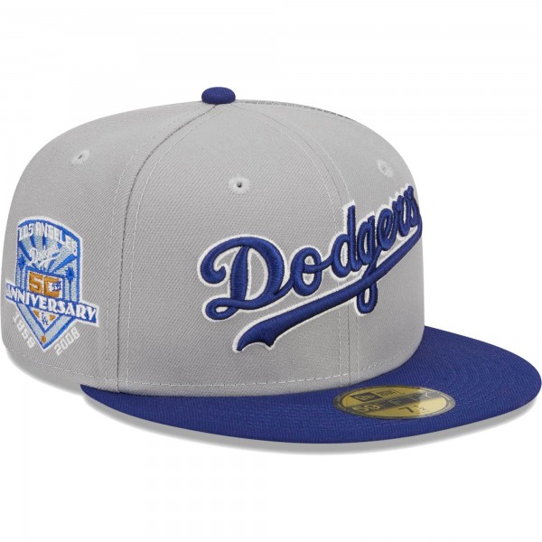 Игровая форма  Бейсболка Los Angeles Dodgers New Era  Retro Script 59FIFTY - Gray