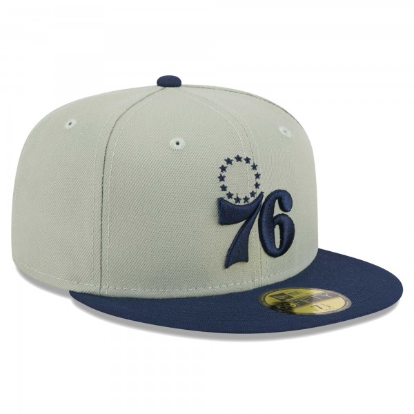 Бейсболка Philadelphia 76ers New Era Two-Tone Color Pack 59FIFTY - Sage/Navy