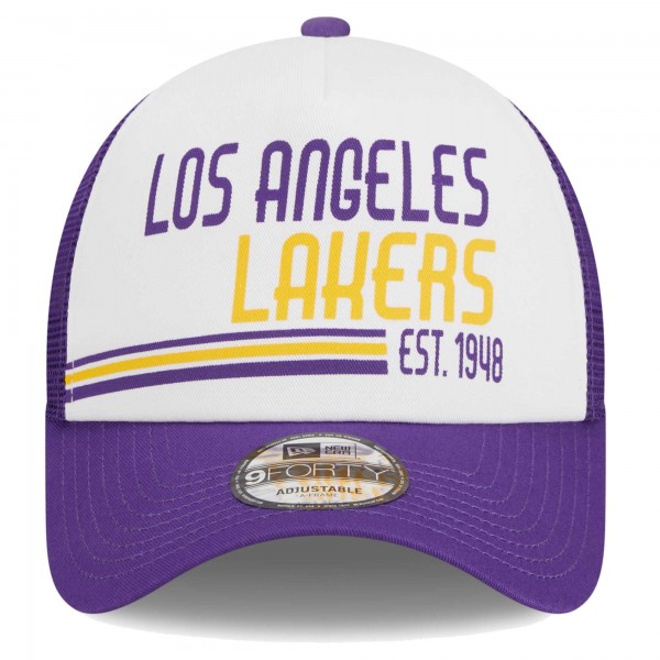 Бейсболка Los Angeles Lakers New Era Lift Pass Foam Front Trucker 9FORTY - White