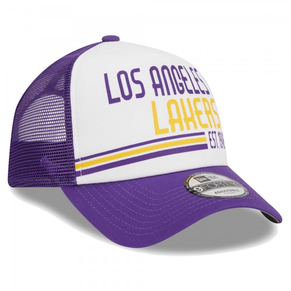 Бейсболка Los Angeles Lakers New Era Lift Pass Foam Front Trucker 9FORTY - White