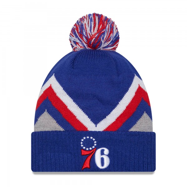 Шапка с помпоном Philadelphia 76ers New Era Zig Zag Cuffed Knit - Royal