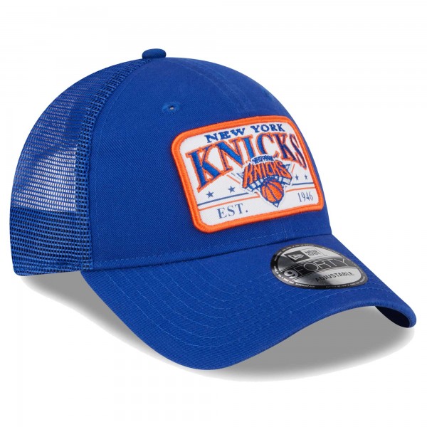 Бейсболка New York Knicks New Era Plate Oversized Patch Trucker 9FORTY - Blue