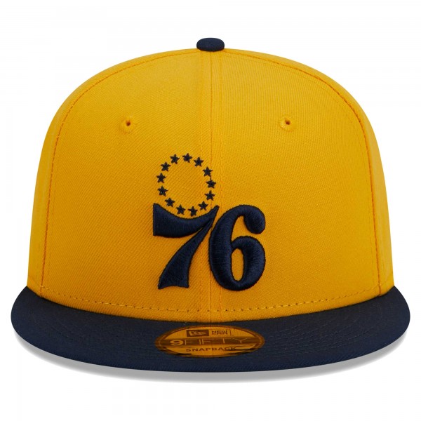 Бейсболка Philadelphia 76ers New Era Color Pack 2-Tone 9FIFTY - Gold/Navy