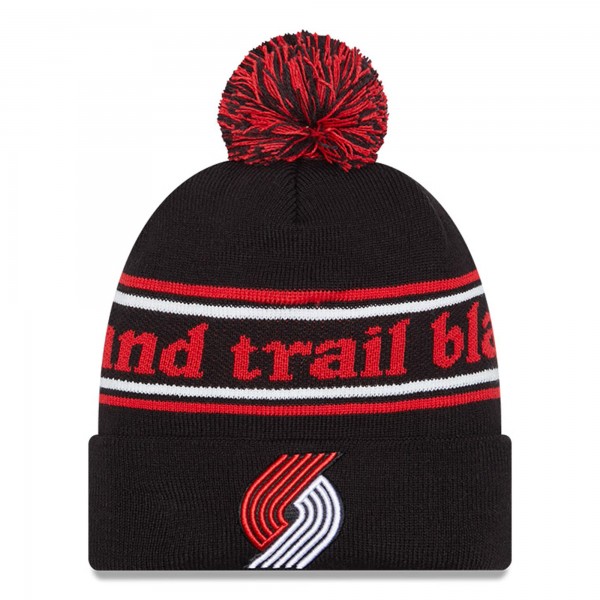 Шапка с помпоном Portland Trail Blazers New Era Marquee Cuffed Knit - Black