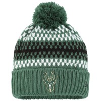 Шапка с помпоном Milwaukee Bucks New Era Girls Youth Cozy Cuffed Knit - Hunter Green