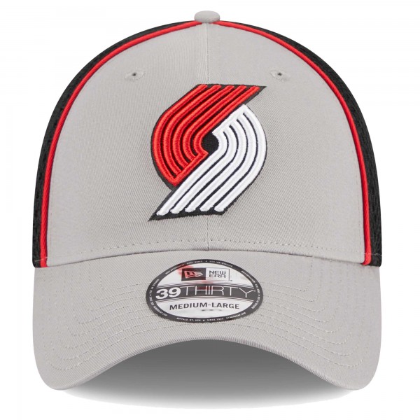 Бейсболка Portland Trail Blazers New Era Piped Two-Tone 39THIRTY - Gray/Black