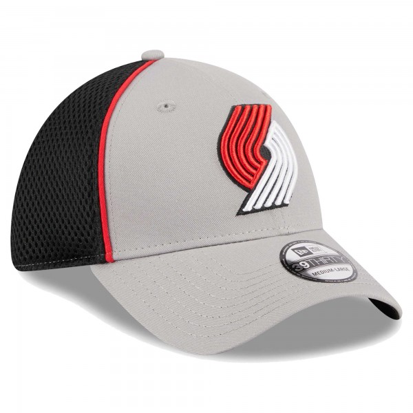 Бейсболка Portland Trail Blazers New Era Piped Two-Tone 39THIRTY - Gray/Black