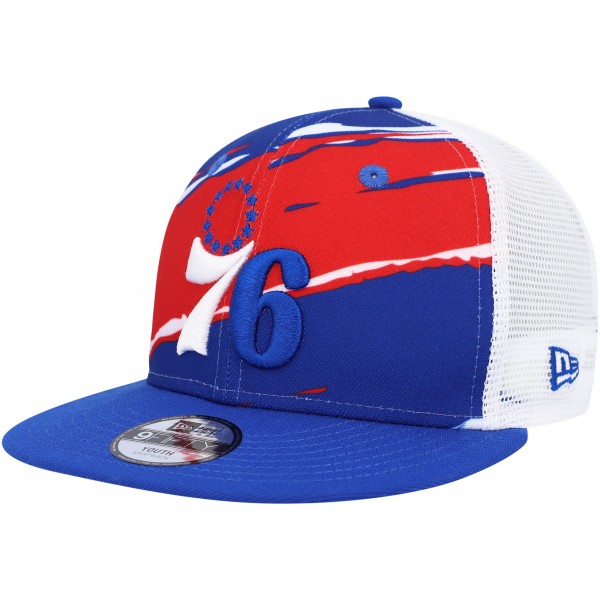 Бейсболка Philadelphia 76ers New Era Youth Tear Snapback 9FIFTY - Royal/White